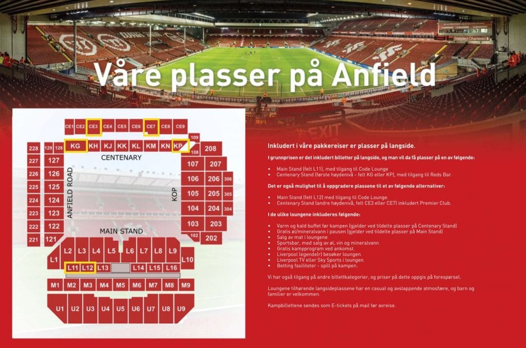 Våre plasser på Anfield